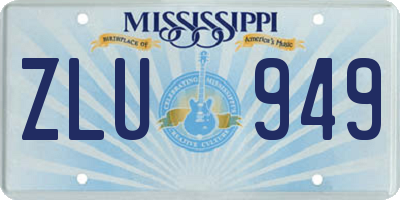 MS license plate ZLU949