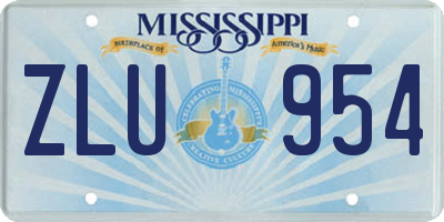 MS license plate ZLU954