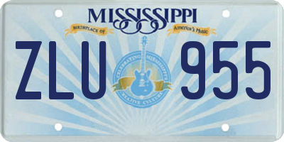 MS license plate ZLU955