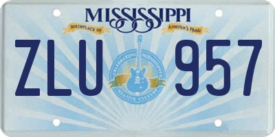 MS license plate ZLU957