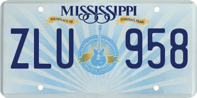 MS license plate ZLU958