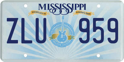 MS license plate ZLU959