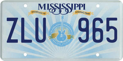 MS license plate ZLU965