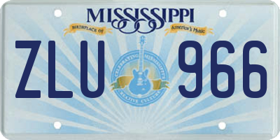 MS license plate ZLU966