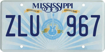 MS license plate ZLU967