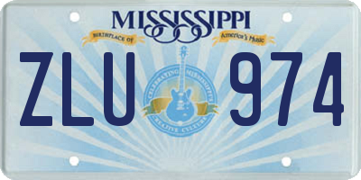 MS license plate ZLU974