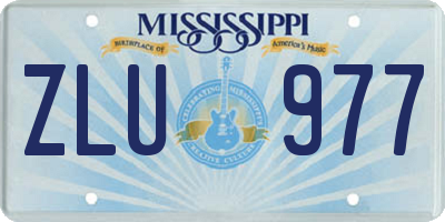 MS license plate ZLU977