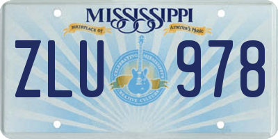 MS license plate ZLU978