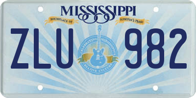 MS license plate ZLU982