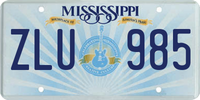 MS license plate ZLU985