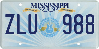 MS license plate ZLU988
