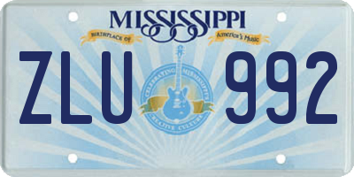 MS license plate ZLU992