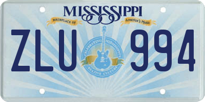 MS license plate ZLU994