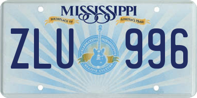 MS license plate ZLU996