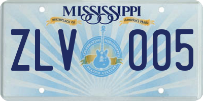 MS license plate ZLV005