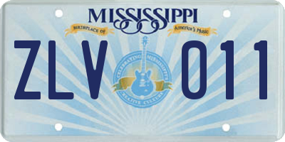 MS license plate ZLV011