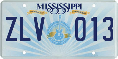MS license plate ZLV013