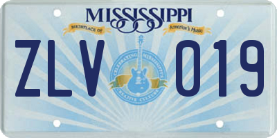 MS license plate ZLV019