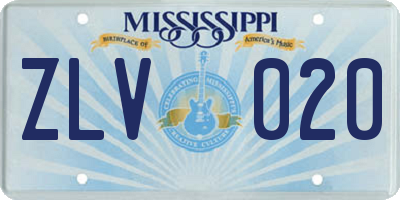 MS license plate ZLV020