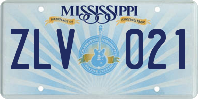 MS license plate ZLV021