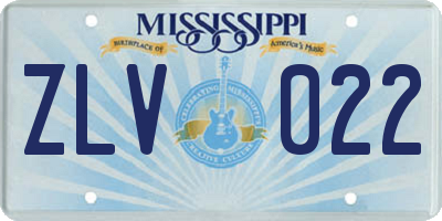 MS license plate ZLV022