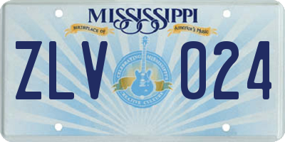 MS license plate ZLV024