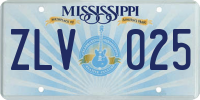MS license plate ZLV025