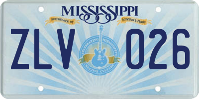 MS license plate ZLV026