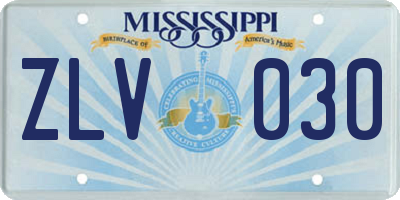 MS license plate ZLV030