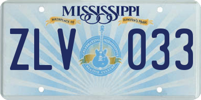 MS license plate ZLV033