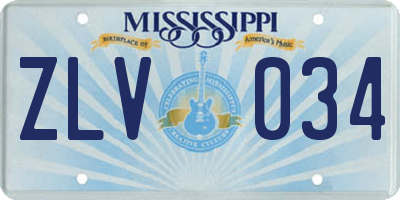 MS license plate ZLV034