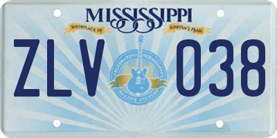 MS license plate ZLV038