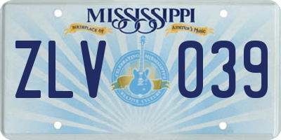 MS license plate ZLV039