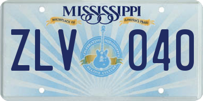 MS license plate ZLV040