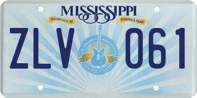 MS license plate ZLV061