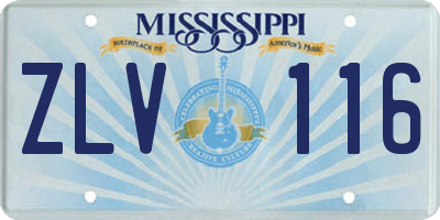 MS license plate ZLV116
