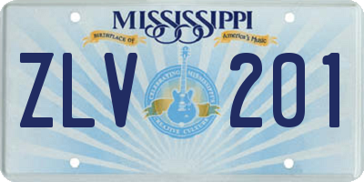 MS license plate ZLV201