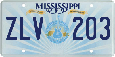 MS license plate ZLV203