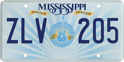 MS license plate ZLV205