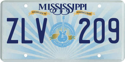 MS license plate ZLV209