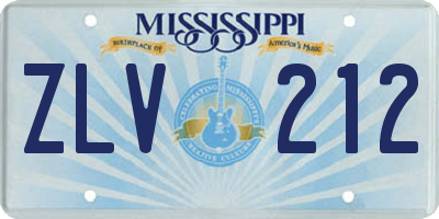 MS license plate ZLV212