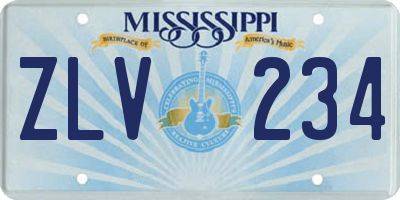 MS license plate ZLV234