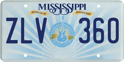 MS license plate ZLV360