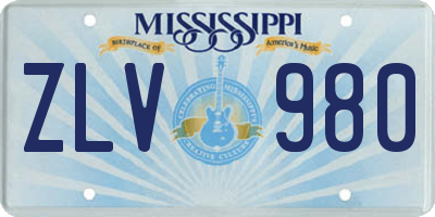 MS license plate ZLV980