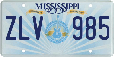 MS license plate ZLV985