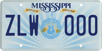MS license plate ZLW000