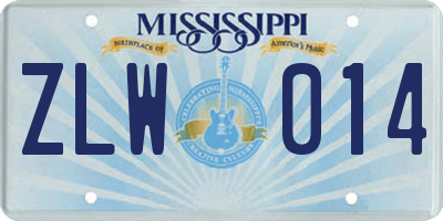 MS license plate ZLW014