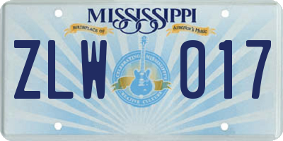 MS license plate ZLW017