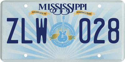 MS license plate ZLW028