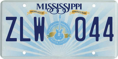 MS license plate ZLW044